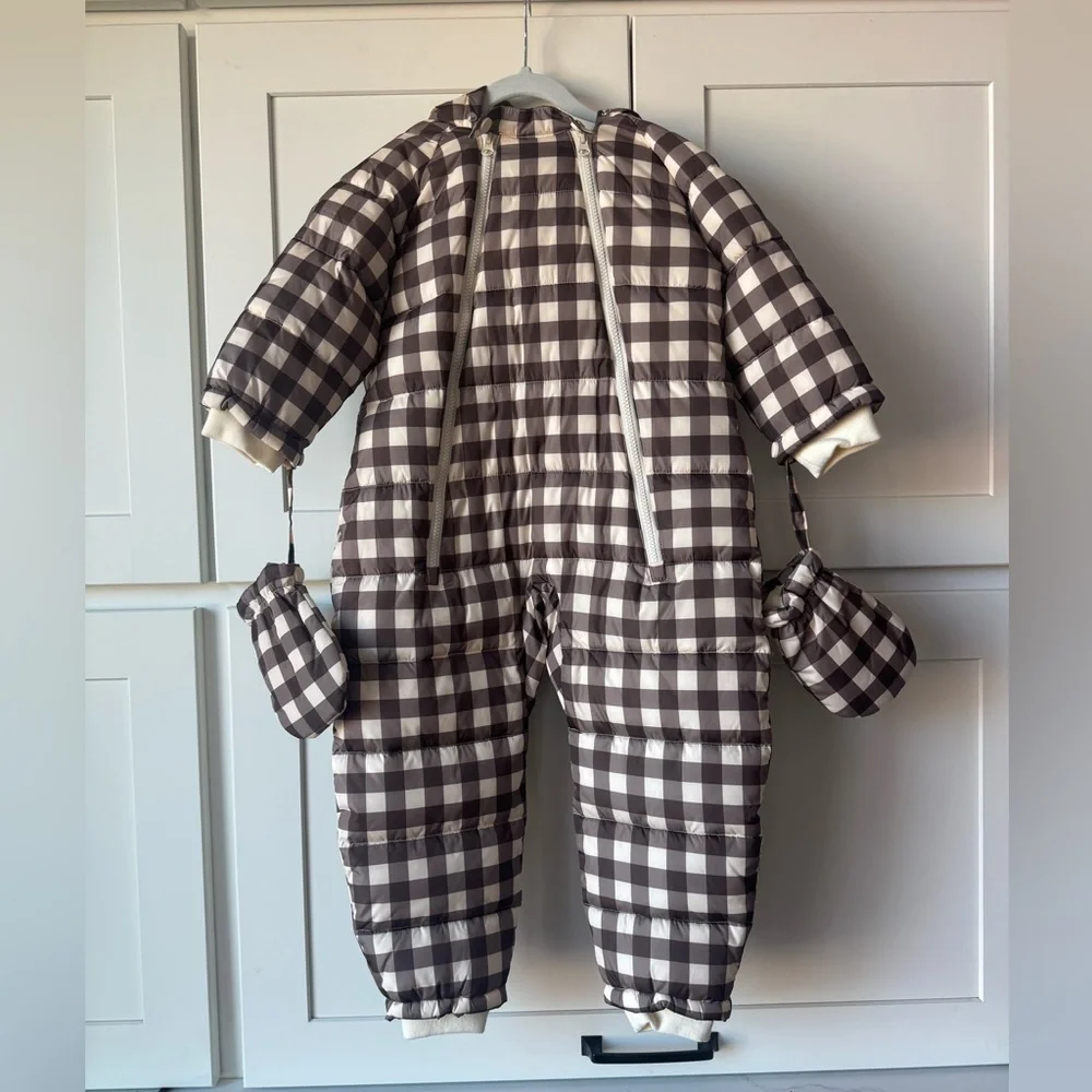 Rylee cru NWT snowsuit charcoal check 4/5y - Picture 2 of 8